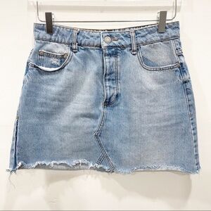 Bershka Vintage Denim Mini Skirt Cutoff Distressed Raw Hem Festival Size 8